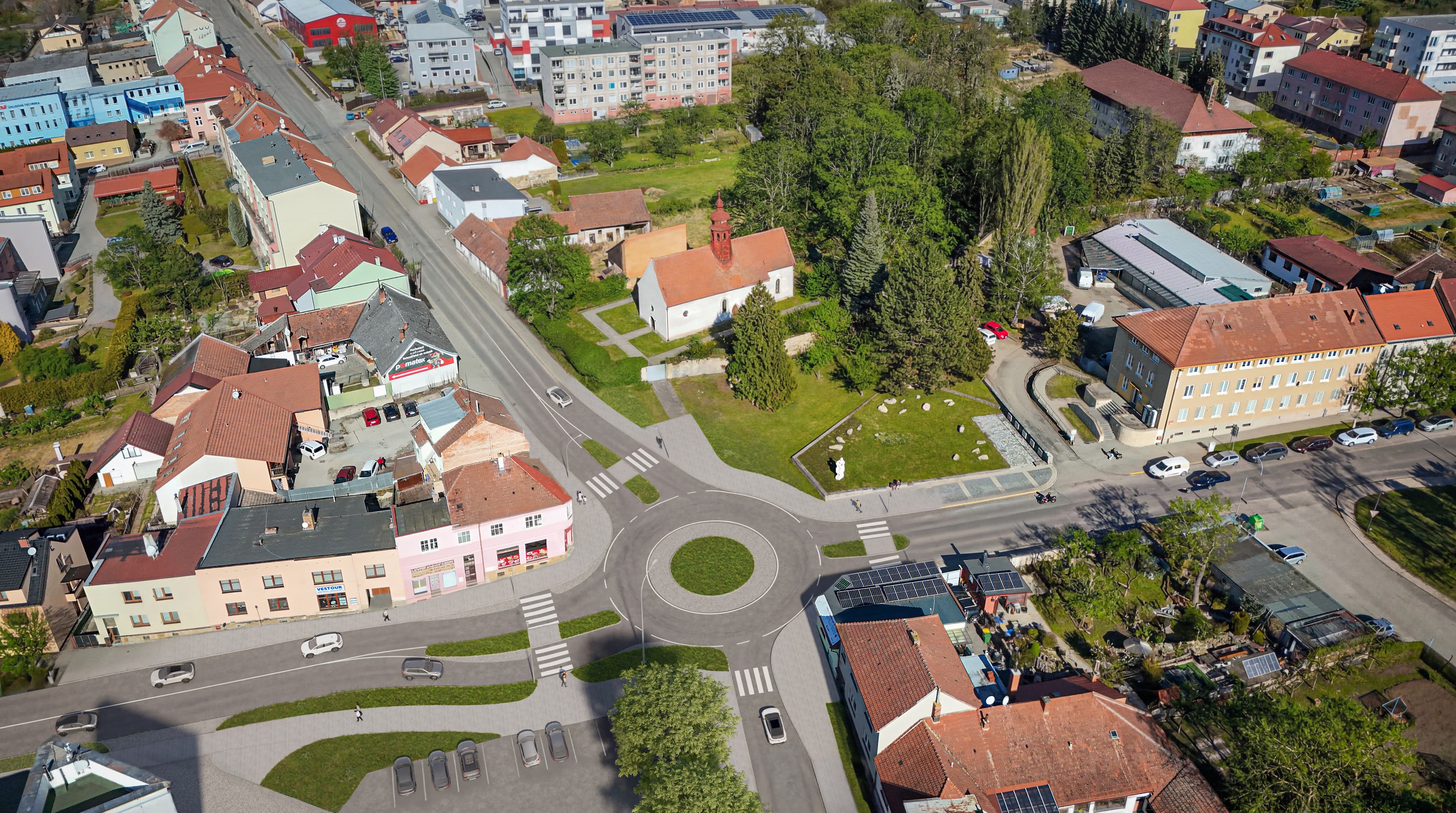 Varianta s menším kruhovým objezdem o průměru 25 metrů